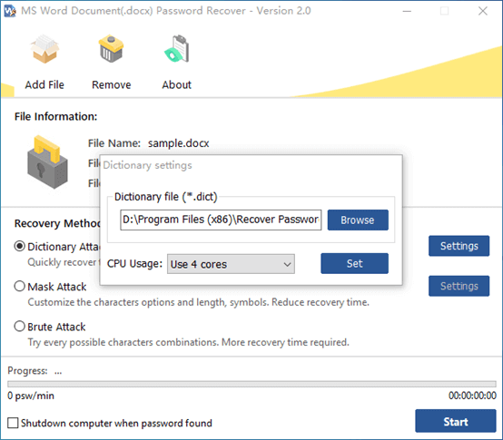 word password recover screenshot