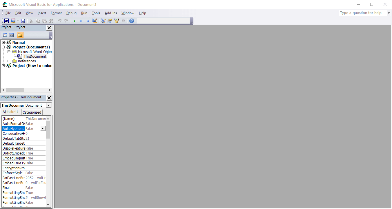 VBA for word password cracking