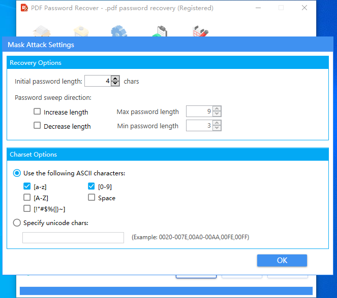 Configure the settings of the mask attack mode