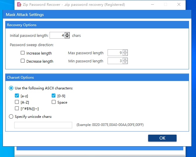 Configure the settings of the mask attack mode