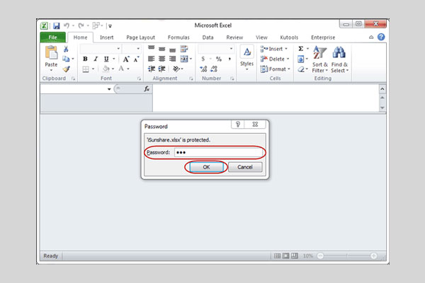 open excel with password