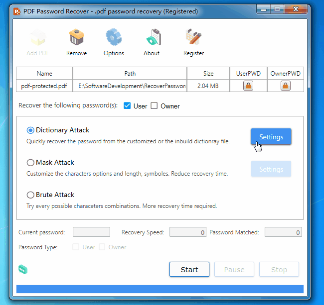 pdf password recovery process