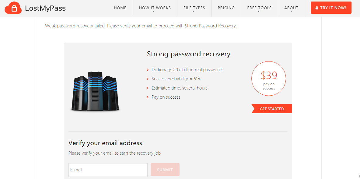 Proceed with strong password recovery