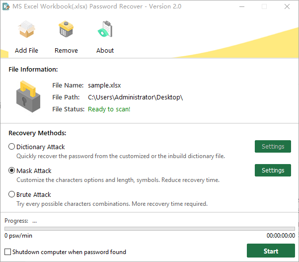 MS Excel Workbook (.xlsx) Password Recover