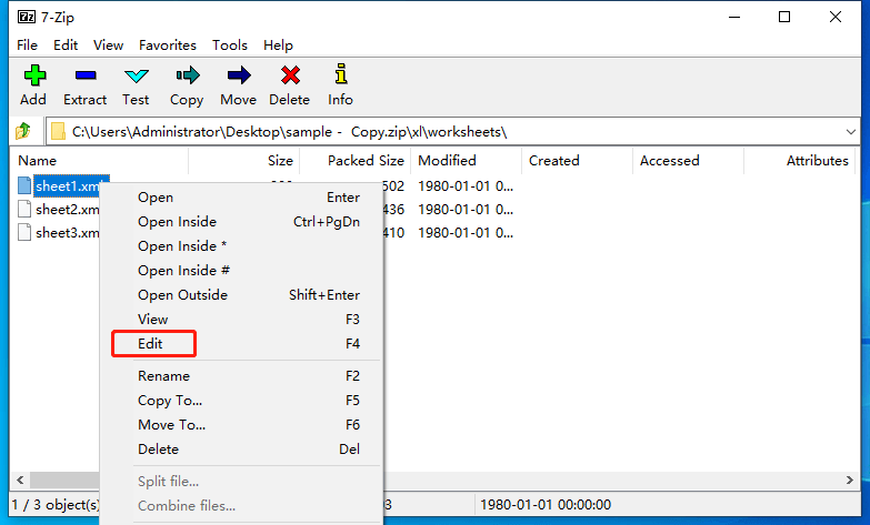 Right-click on the password protected sheet and select “Edit”