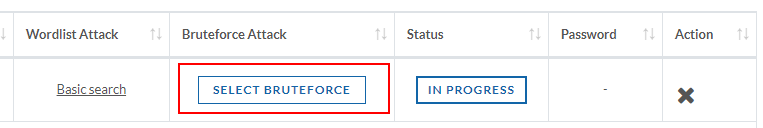 Brute force attack configuration