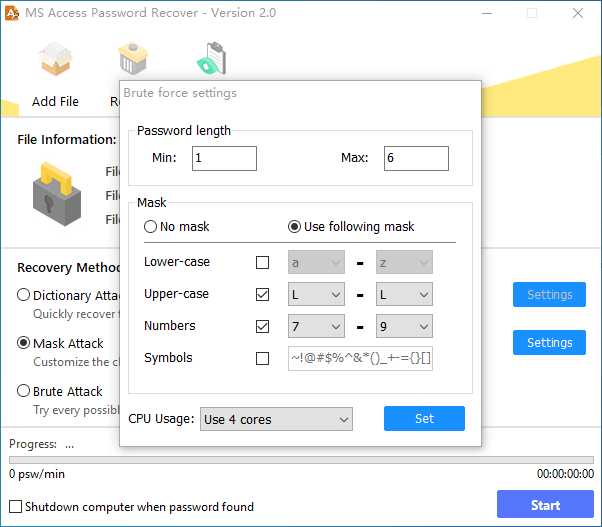 Unlock a .accdb file using MS Access Password Recovery