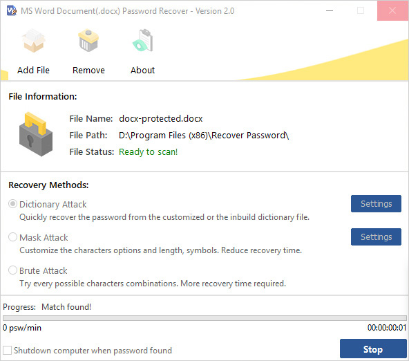 word password recovery